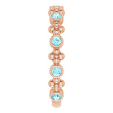 14K Gold Round Natural Blue Zircon Beaded Ring – 2mm Stones - Rose Gold - view 9