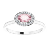 14K Gold Oval Natural Morganite & Natural Diamond Halo-Style Ring - White Gold - view 3