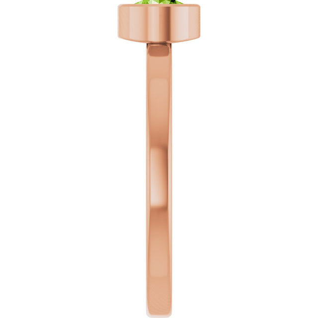 14K Gold Round Natural Peridot Bezel-Set Solitaire Ring - Rose Gold - view 9