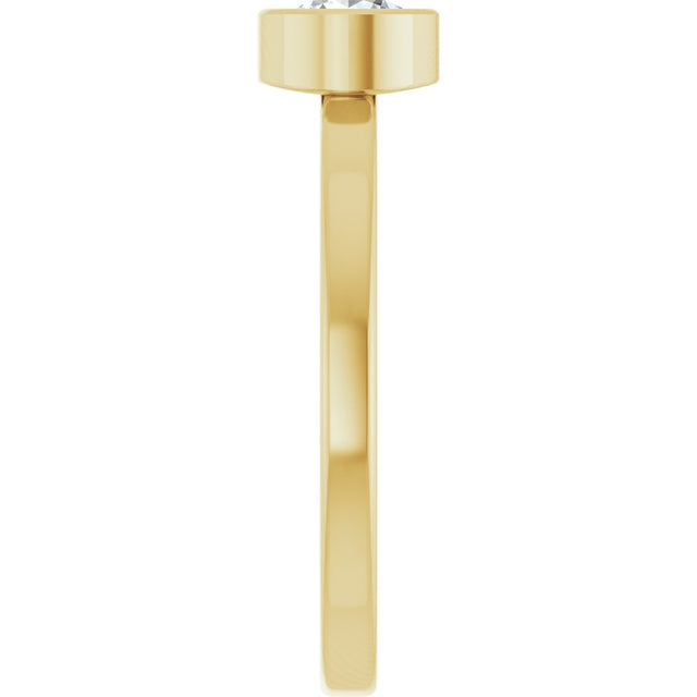 14K Gold Round Natural White Sapphire Bezel-Set Solitaire Ring - Yellow Gold - view 9