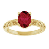 14K Gold Oval Lab-Grown Ruby Solitaire Ring – 8x6mm - view 3