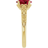 14K Gold Oval Lab-Grown Ruby Solitaire Ring – 8x6mm - view 4