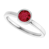 14K Gold Round Natural Ruby Bezel-Set Solitaire Ring - White Gold - view 10