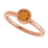 14K Gold Round Natural Citrine Bezel-Set Solitaire Ring - Rose Gold - view 10
