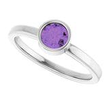 14K Gold Round Natural Amethyst Bezel-Set Solitaire Ring - White Gold - view 10