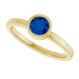 14K Gold Round Natural Blue Sapphire Bezel-Set Solitaire Ring - Yellow Gold - view 10