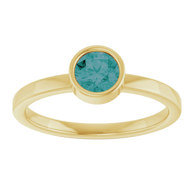 14K Gold Round Lab-Grown Alexandrite Bezel-Set Solitaire Ring - Yellow Gold - view 8
