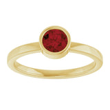 14K Gold Round Natural Mozambique Garnet Bezel-Set Solitaire Ring - Yellow Gold - view 8
