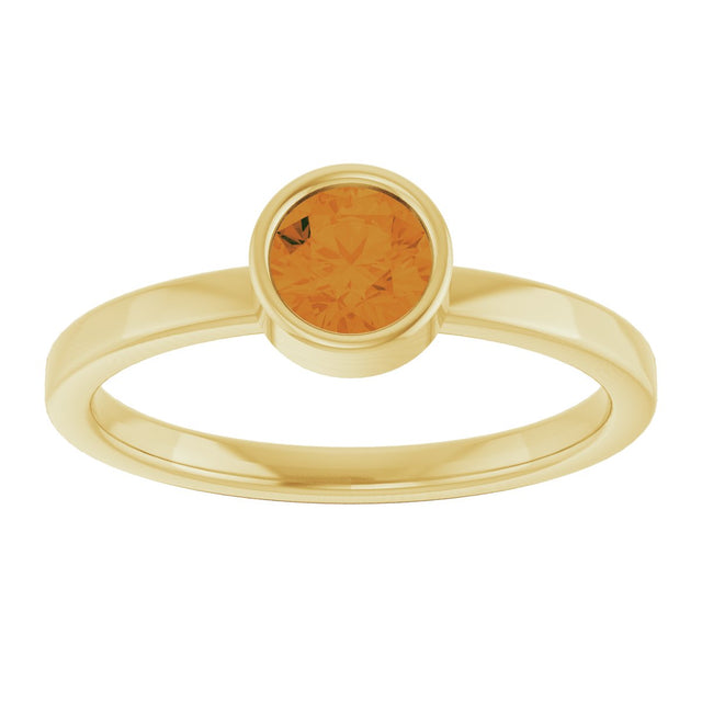 14K Gold Round Natural Citrine Bezel-Set Solitaire Ring - Yellow Gold - view 8