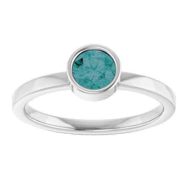 Platinum Round Lab-Grown Alexandrite Bezel-Set Solitaire Ring - view 8