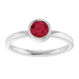 14K Gold Round Natural Ruby Bezel-Set Solitaire Ring - White Gold - view 8