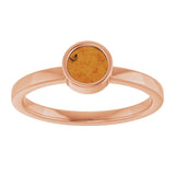 14K Gold Round Natural Citrine Bezel-Set Solitaire Ring - Rose Gold - view 8