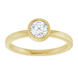14K Gold Round Natural White Sapphire Bezel-Set Solitaire Ring - Yellow Gold - view 8