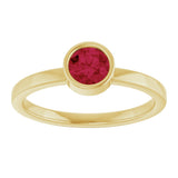 14K Gold Round Natural Ruby Bezel-Set Solitaire Ring - Yellow Gold - view 8