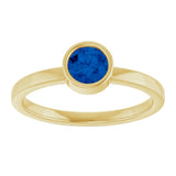 14K Gold Round Lab-Grown Blue Sapphire Bezel-Set Solitaire Ring - Yellow Gold - view 8