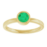 14K Gold Round Lab-Grown Emerald Bezel-Set Solitaire Ring - Yellow Gold - view 8