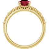 14K Gold Oval Lab-Grown Ruby Solitaire Ring – 8x6mm - view 2