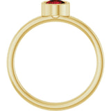 14K Gold Round Natural Mozambique Garnet Bezel-Set Solitaire Ring - Yellow Gold - view 7