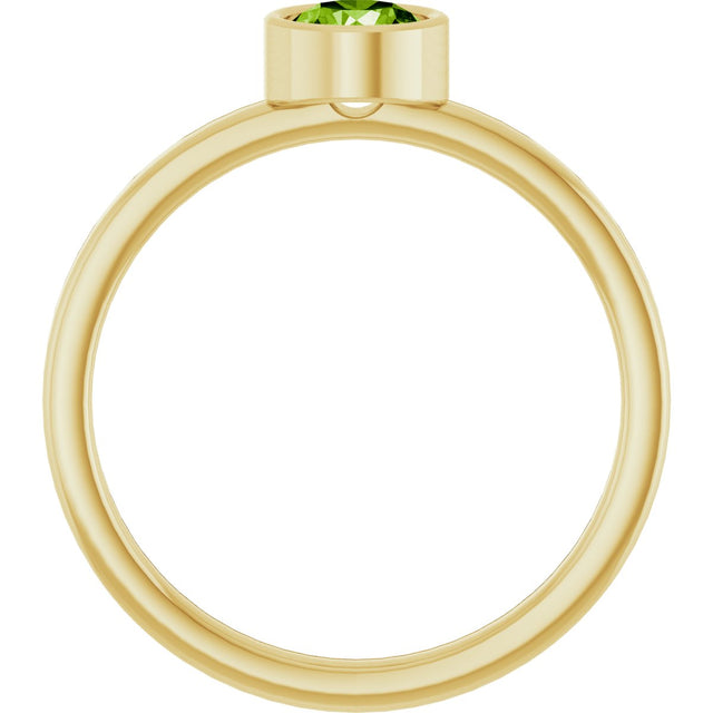 14K Gold Round Natural Peridot Bezel-Set Solitaire Ring - Yellow Gold - view 7