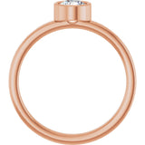 14K Gold Round Natural White Sapphire Bezel-Set Solitaire Ring - Rose Gold - view 7