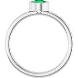 14K Gold Round Lab-Grown Emerald Bezel-Set Solitaire Ring - White Gold - view 7