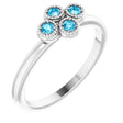 14K Gold Round Natural Aquamarine Cluster Ring - White Gold