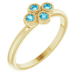 14K Gold Round Natural Aquamarine Cluster Ring - Yellow Gold