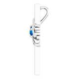 Platinum Round Natural Blue Sapphire Accented Cross Pendant - view 3