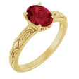 14K Gold Oval Lab-Grown Ruby Solitaire Ring – 8x6mm
