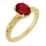 14K Gold Oval Lab-Grown Ruby Solitaire Ring – 8x6mm