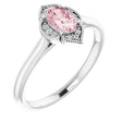Platinum Oval Natural Pink Morganite & Natural Diamond Accented Vintage-Inspired Ring