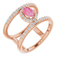 14K Gold Oval Natural Pink Spinel & Natural Diamond Negative Space Ring