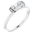 14K Gold Emerald Natural White Sapphire & Natural Diamond Stackable Ring - White Gold
