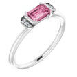 Platinum Emerald Natural Pink Tourmaline & Natural Diamond Stackable Ring
