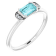 Platinum Emerald Natural Blue Zircon & Natural Diamond Stackable Ring