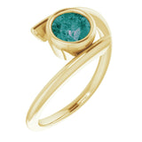14K Gold Round Lab-Grown Alexandrite Bezel-Set Solitaire Ring – 5.5mm Stones - Yellow Gold