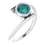 14K Gold Round Lab-Grown Alexandrite Bezel-Set Solitaire Ring – 5.5mm Stones - White Gold