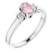 14K Gold Oval Natural Pink Morganite & Natural Diamond Accented Ring – 6x4mm - White Gold