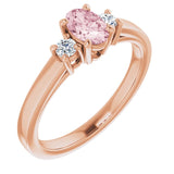 14K Gold Oval Natural Pink Morganite & Natural Diamond Accented Ring – 6x4mm - Rose Gold