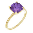 14K Gold Cushion Natural Amethyst Solitaire Ring – 8x8mm - Yellow Gold