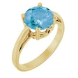 14K Gold Round Natural Swiss Blue Topaz Solitaire Scroll Setting Ring - Yellow Gold