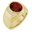 14K Gold Oval Natural Mozambique Garnet & Natural Diamond Accented Bezel-Set Ring – 12x10mm - Yellow Gold