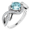 Platinum Cushion Natural Sky Blue Topaz & Natural Diamond Accented Ring