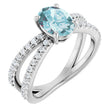 Platinum Oval Natural Sky Blue Topaz & Natural Diamond Accented Ring