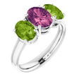14K Gold Round Aquamarine Three-Stone Ring