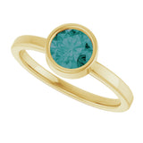 14K Gold Round Lab-Grown Alexandrite Bezel-Set Solitaire Ring - Yellow Gold - view 10