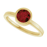 14K Gold Round Natural Mozambique Garnet Bezel-Set Solitaire Ring - Yellow Gold - view 10