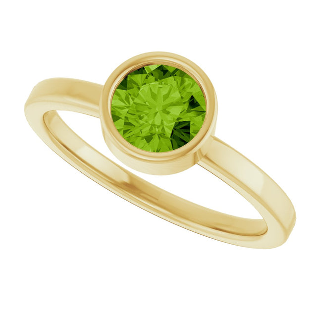 14K Gold Round Natural Peridot Bezel-Set Solitaire Ring - Yellow Gold - view 10