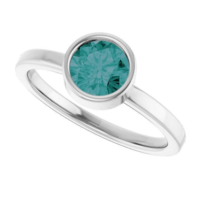 14K Gold Round Lab-Grown Alexandrite Bezel-Set Solitaire Ring - White Gold - view 10