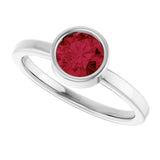 14K Gold Round Lab-Grown Ruby Bezel-Set Solitaire Ring - White Gold - view 10